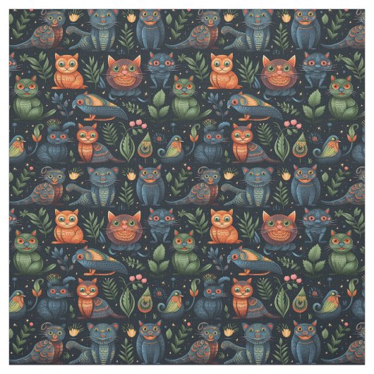 Create Your Own Wild Goblin Cats Birds Black Stoff (Muster)
