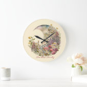 Create Your Own Wildflowers Floral Crescent Moon Große Wanduhr (Zuhause)