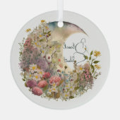 Create Your Own Wildflowers Floral Crescent Moon Ornament Aus Glas (Rückseite)