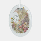 Create Your Own Wildflowers Floral Crescent Moon Ornament Aus Glas (Vorderseite links)