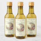 Create Your Own Wildflowers Floral Crescent Moon Weinetikett (Flaschen)