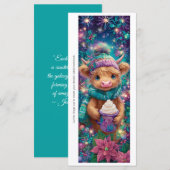 Create Your Own Winter Highland Calf Bookmark Card (Vorne/Hinten)