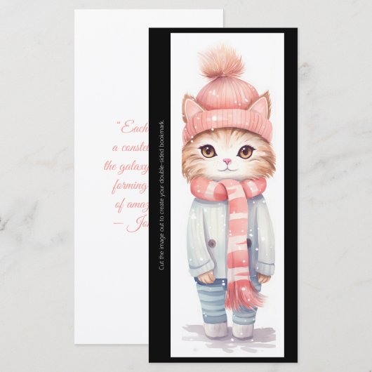 Create Your Own Winter Kitten Bookmark Card (Vorne/Hinten)