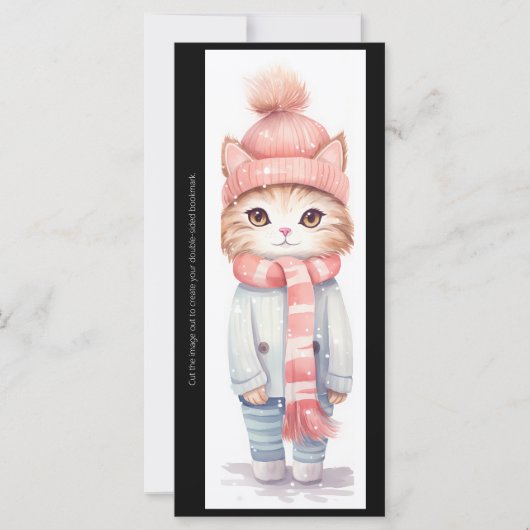 Create Your Own Winter Kitten Bookmark Card (Vorderseite)