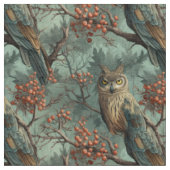 Create Your Own Winter Owls Berries Blue Stoff (Nahaufnahme)