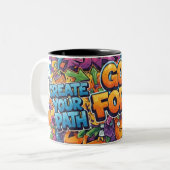 "Create Your Path" Graffiti-Tasse Zweifarbige Tasse (Vorderseite Links)