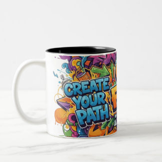 "Create Your Path" Graffiti-Tasse Zweifarbige Tasse