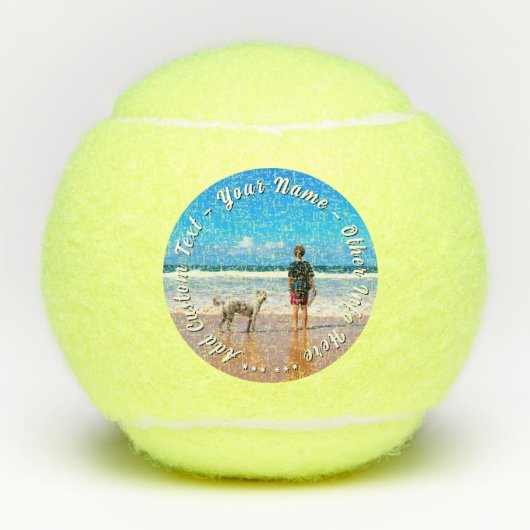 Create Your Pet Photo Tennis Balls Gift with Text Tennisbälle (Vorderseite)