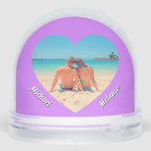 Create Your Photo Heart Snow Globe Gift with Names Schneekugeln (Rückseite)