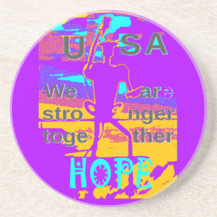 Create Your USA  Hoffnung, dass wir zusammen stärk Sandstein Untersetzer