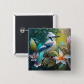 Created Aquamarin Winged Jay Button (Vorne & Hinten)