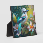 Created Aquamarin Winged Jay Fotoplatte (Vorderseite)