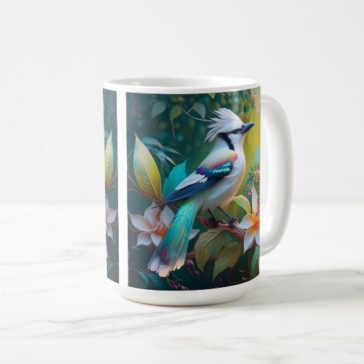 Created Aquamarin Winged Jay Kaffeetasse (VorderseiteRechts)