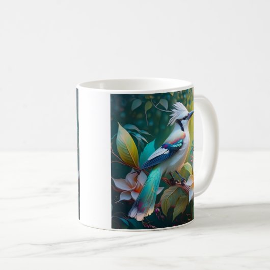 Created Aquamarin Winged Jay Kaffeetasse (VorderseiteRechts)
