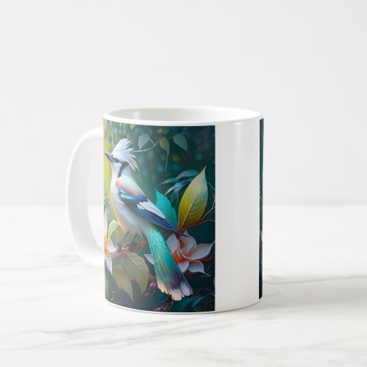 Created Aquamarin Winged Jay Kaffeetasse (Vorderseite Links)