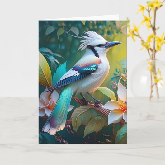 Created Aquamarin Winged Jay Karte (Gelbe Blume)