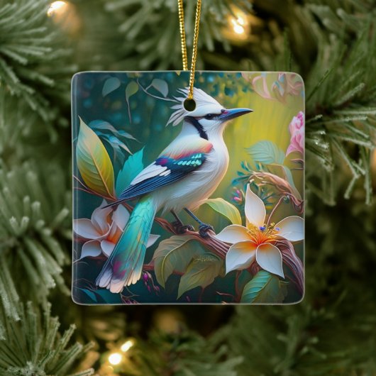 Created Aquamarin Winged Jay Keramikornament (Baum)