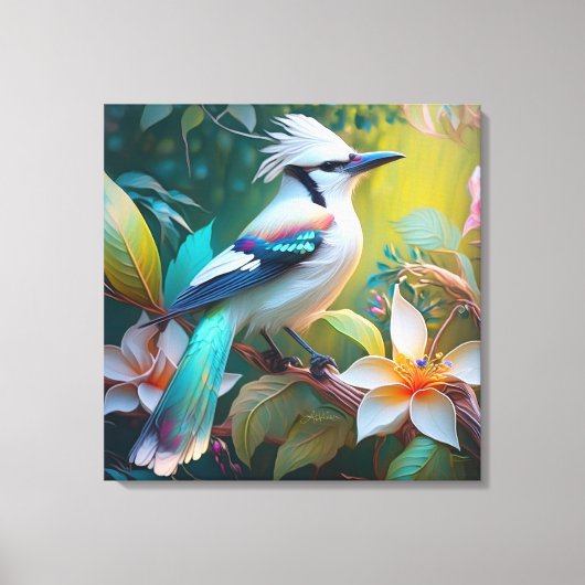 Created Aquamarin Winged Jay Leinwanddruck (Vorderseite)