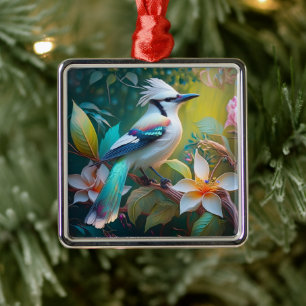 Created Aquamarin Winged Jay Ornament Aus Metall