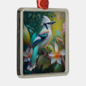 Created Aquamarin Winged Jay Ornament Aus Metall (Rechts)