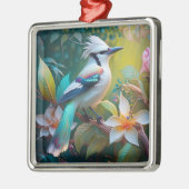 Created Aquamarin Winged Jay Ornament Aus Metall (Links)