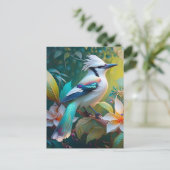 Created Aquamarin Winged Jay Postkarte (Stehend Vorderseite)