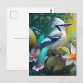 Created Aquamarin Winged Jay Postkarte (Vorne/Hinten)