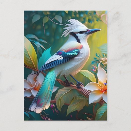 Created Aquamarin Winged Jay Postkarte (Vorderseite)