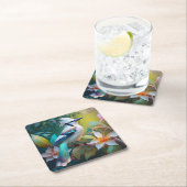 Created Aquamarin Winged Jay Rechteckiger Pappuntersetzer (Vor Ort)