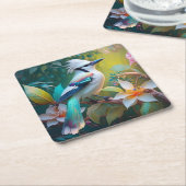 Created Aquamarin Winged Jay Rechteckiger Pappuntersetzer (angewinkelt)