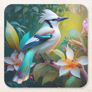 Created Aquamarin Winged Jay Rechteckiger Pappuntersetzer