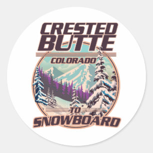 Created Butte Colorado Snowboarding Logo Runder Aufkleber