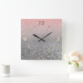 Created for you , elegant, shiny quadratische wanduhr (Zuhause)