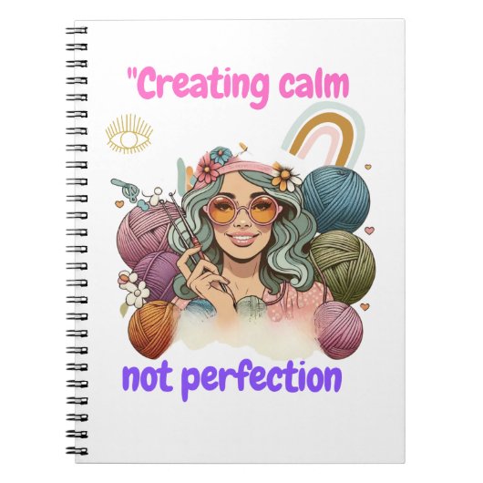 Creating calm, not perfection - Retro knitting gir Notizblock (Vorderseite)