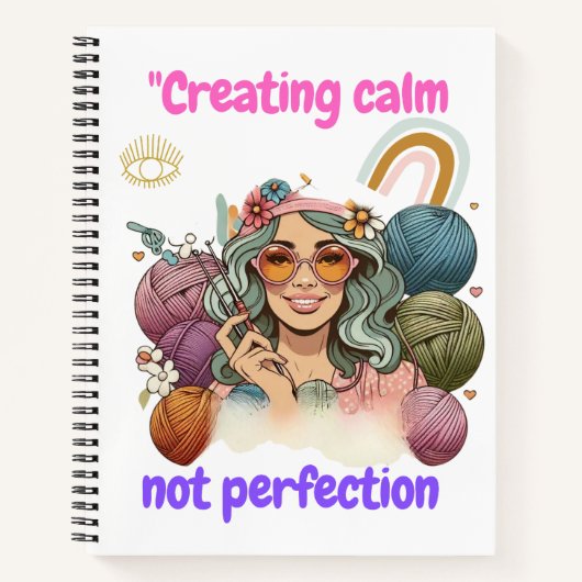 Creating calm, not perfection - Retro knitting gir Notizblock (Vorderseite)