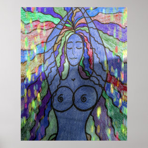 Creation Blue Modern Art Poster