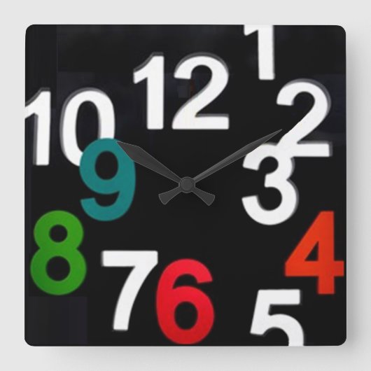 Creative 3D Colorful Numbers Clock Quadratische Wanduhr (Vorderseite)
