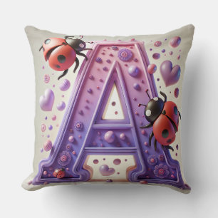 Creative 3D Letter A Design mit lebendigen Ladybug Kissen
