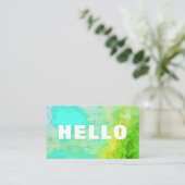 Creative Abstrakt Hello Turquoise Aqua Lime Green Visitenkarte (Stehend Vorderseite)