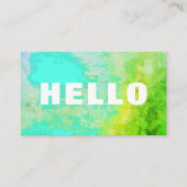 Creative Abstrakt Hello Turquoise Aqua Lime Green Visitenkarte (Vorderseite)