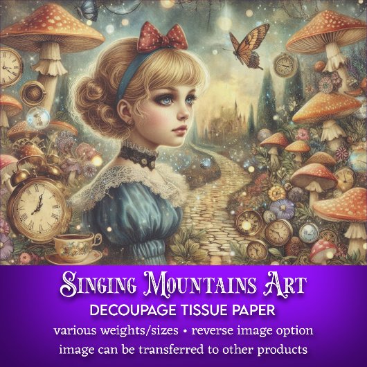 Creative Alice Wonderland Vintag Art Decoupage Seidenpapier