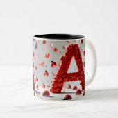 Creative Alphabet Letter A mit Herzformen Zweifarbige Tasse (VorderseiteRechts)