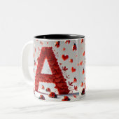 Creative Alphabet Letter A mit Herzformen Zweifarbige Tasse (Vorderseite Links)