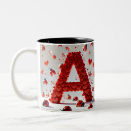 Creative Alphabet Letter A mit Herzformen Zweifarbige Tasse