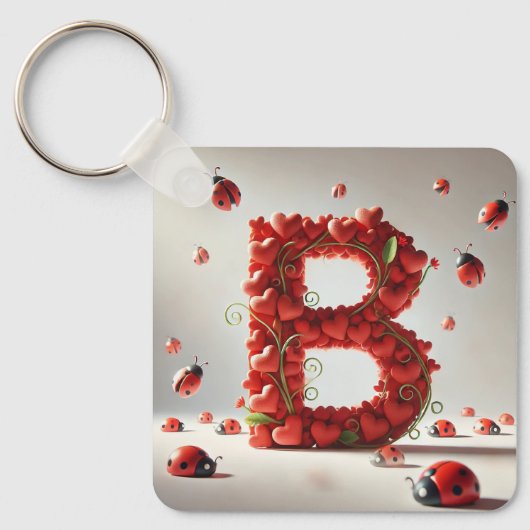 Creative Alphabet Letter B mit Herzformen Schlüsselanhänger (Vorderseite)