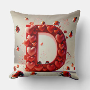 Creative Alphabet Letter D mit Herzformen Kissen