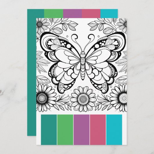 Creative Art Therapy Cards Butterfly Coloring Einladung (Vorne/Hinten)