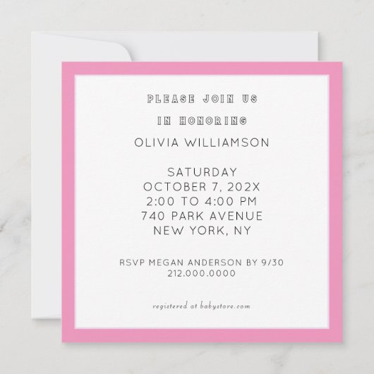 Creative Baby Dusche Einladung (Rückseite)