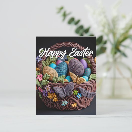 Creative Basket Of Easter Eggs Postkarte (Stehend Vorderseite)