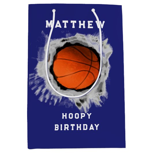 Creative Basketball Birthday Medium Geschenktasche Mittlere Geschenktüte (Vorderseite)